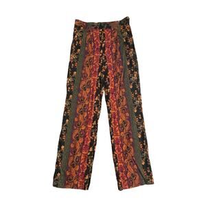 Women S Soft Surroundings Pull-On Printed Curio Pants Mixed Floral Elastic Waist